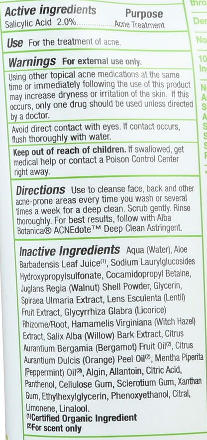 Acnedote Maximum Strength Face & Body Scrub for Acne Treatment, Blackhead Scrub, 8 Oz